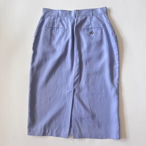 vintage lavender linen midi skirt with button front and pockets - Picture 5 of 7